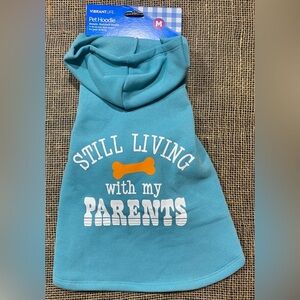 Pet Hoodie Size Medium Vibrant Life “Still Living With My Parents” NEW Teal